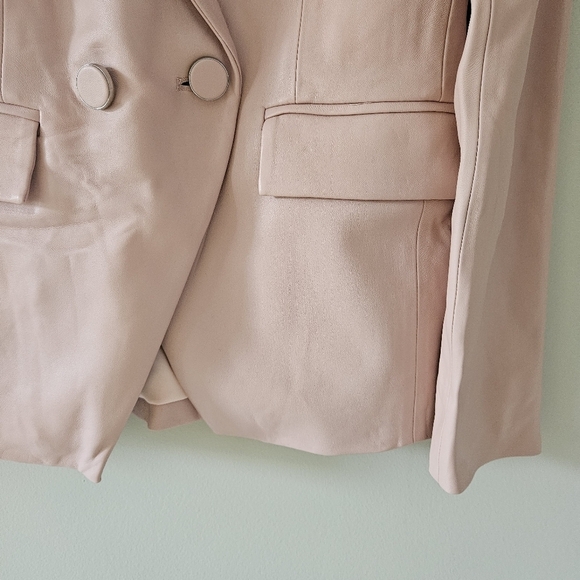 Veronica Beard Pink 100% Lambskin Leather Miller Blazer in Pink Clay - Picture 7 of 11